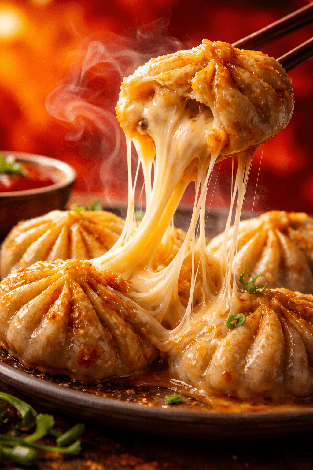 Cheesy gravy momos